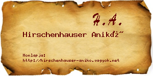 Hirschenhauser Anikó névjegykártya